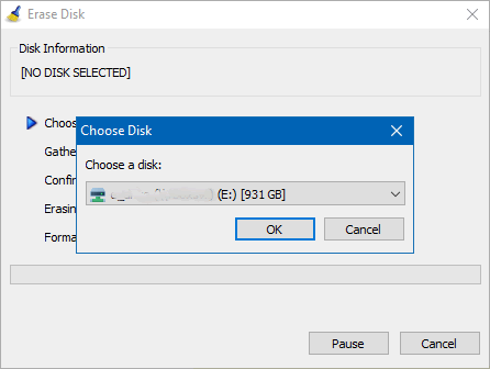 Erase Disk tool