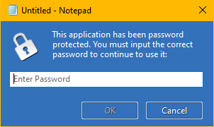 Password dialog box for a protected program